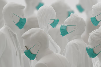 Coronavirus mannequins wearing masks