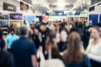 blurred foreground of exhibition 