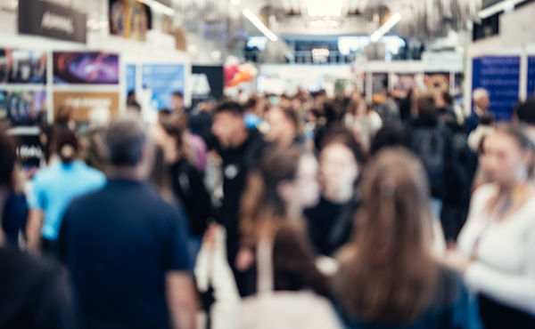 blurred foreground of exhibition 