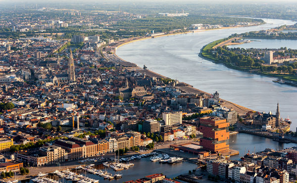 A view of Antwerp from the sky