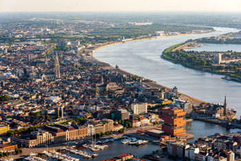 A view of Antwerp from the sky
