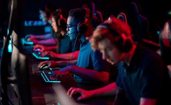 Young men playing esports