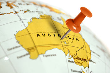 Map of Australia with pin in it
