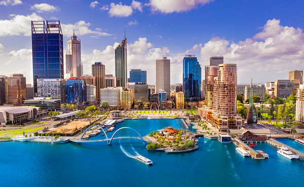 Elizabeth Quay Perth Aerial Day - copyright Tourism Western Australia