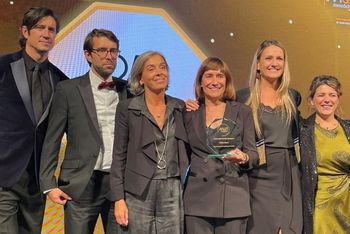 From the left to the right around Sylvie Biancheri, General Director of the Grimaldi Forum, (third from the right): Vernon Kay – host, journalist and podcaster; James Lancaster – Editor-in-Chief of As