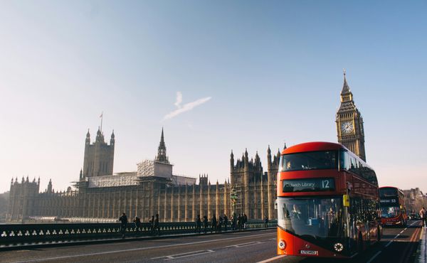 London bus houses of parliament