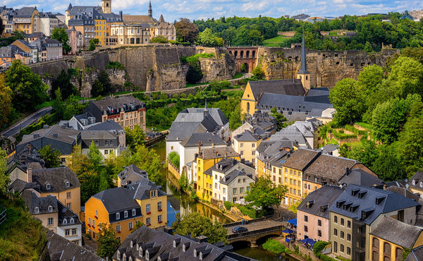 Luxembourg city, view of the Old Town and Grund