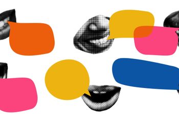 mouths and speech bubble graphic