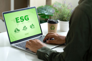 Eco-conscious person on laptop