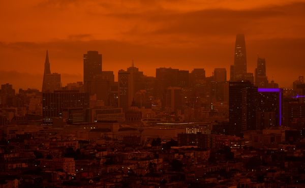 Red sky at night in San Francisco 