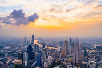 Bangkok skyline late sunrise