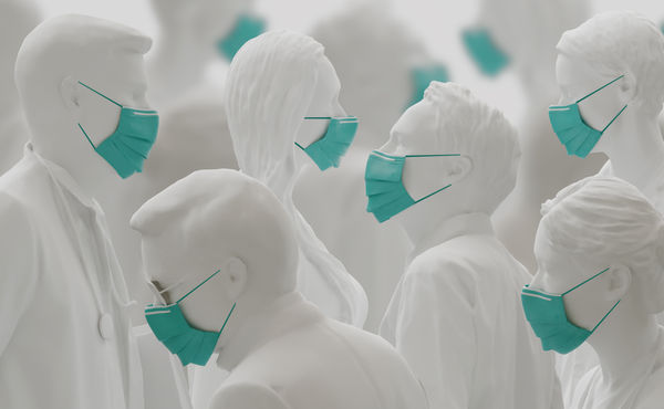 Coronavirus mannequins wearing masks