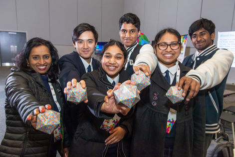 School children received crystals to help spur interest in STEM subjects
