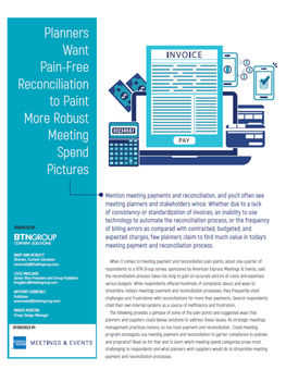 Planners Want Pain-Free Reconciliation to Paint More Robust Meeting Spend Pictures Planners Want Pain-Free Reconciliation to Paint More Robust Meeting Spend Pictures