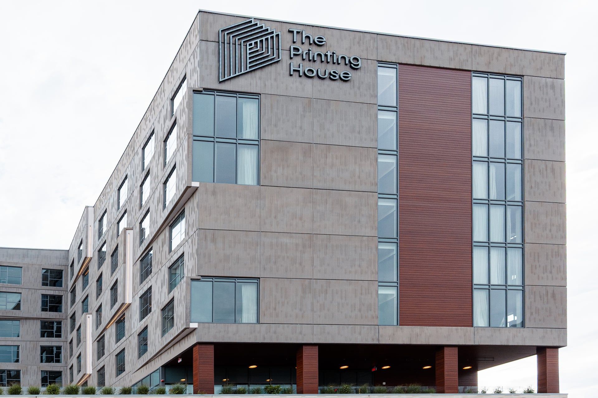 The exterior of The Printing House Nashville, a new Hilton property in its Tapestry Collection.