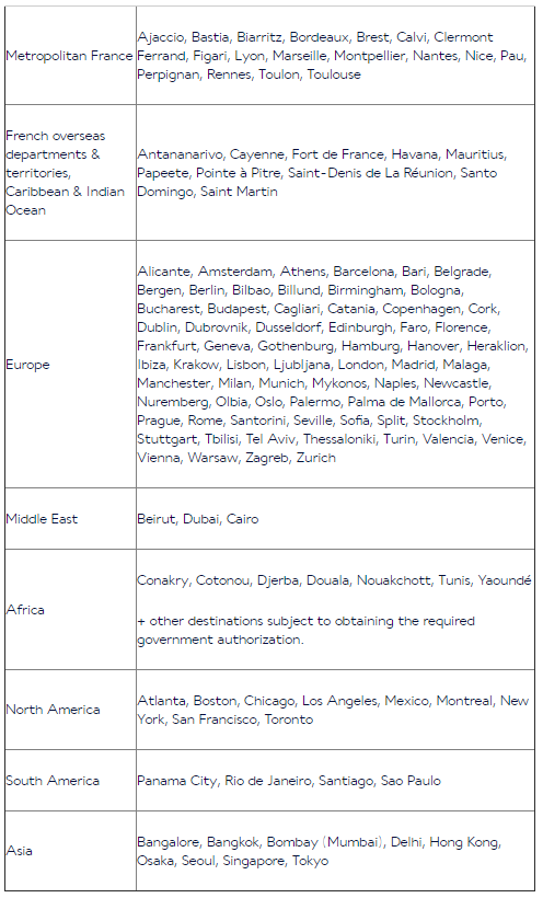 Air France summer schedule