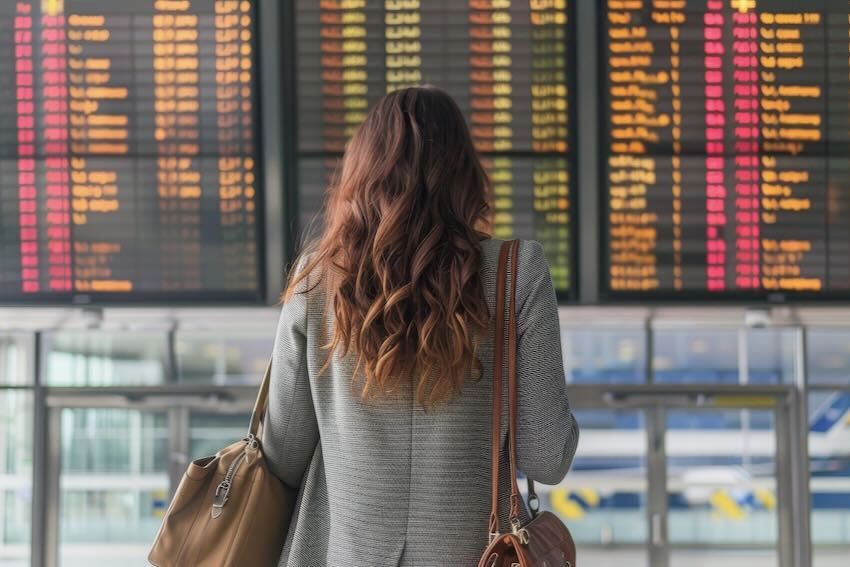 Airport passenger departures board AdobeStock