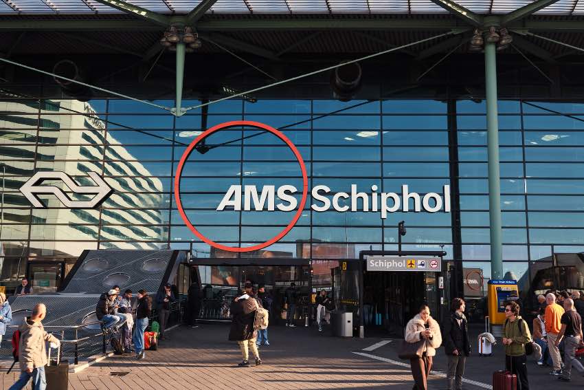 Amsterdam Schiphol Airport exterior new logo