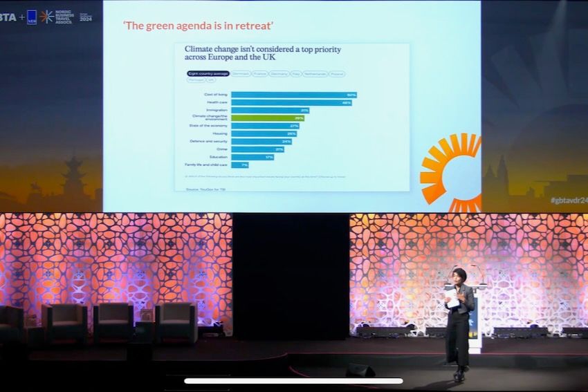The Times of London economics editor, Mehreen Khan, speaking at the GTBA Europe conference in Copenhagen