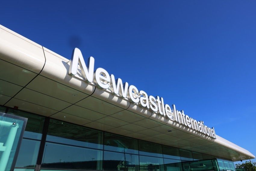 Newcastle Airport terminal sign