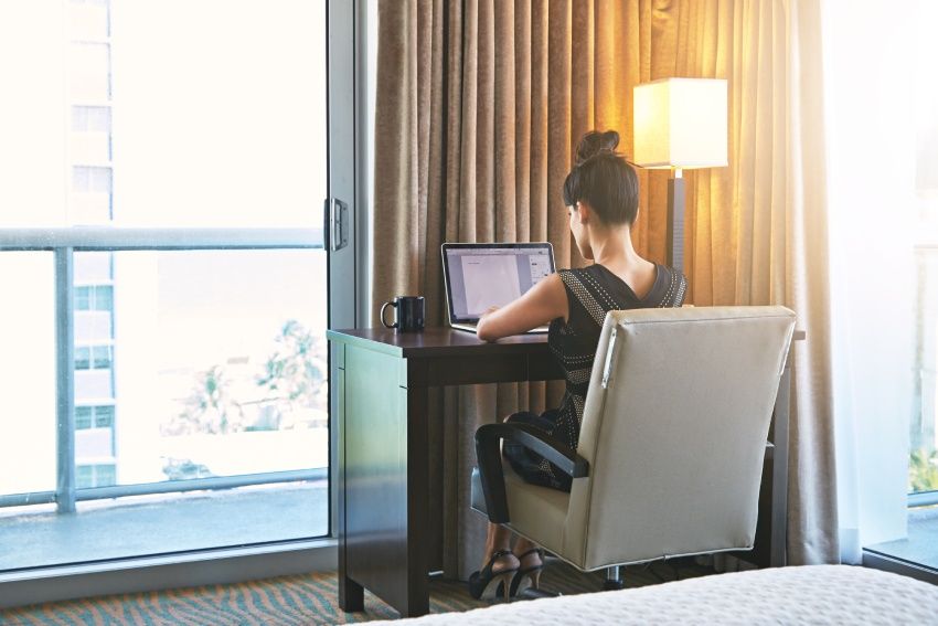 Working in a hotel room