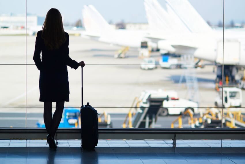 Female businessn traveller at airport