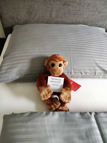 Credit: A TravelPerk client was delighted to find a toy monkey waiting for him in his hotel room after submitting a request as a joke