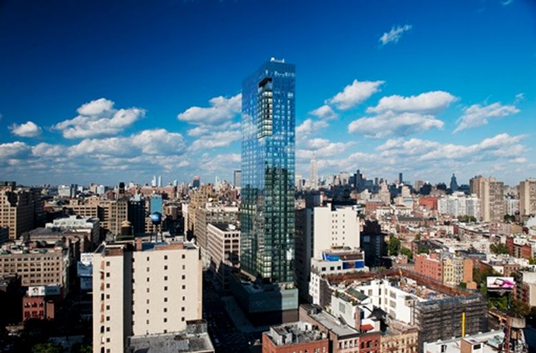 Exterior rendering of the Delano in New York City Exterior rendering of the Delano in New York City