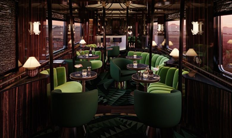 Rendering of a future Orient Express train bar from Accor