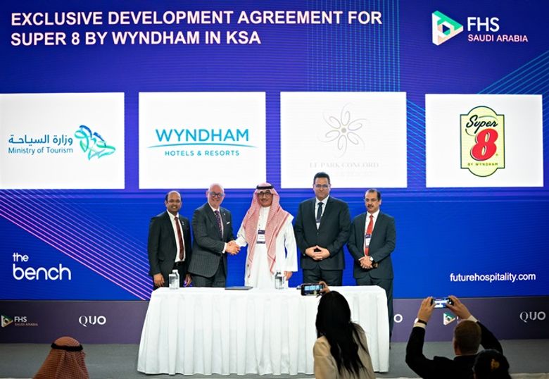 From left: Govind Mundra; Dimitris Manikis, Wyndham; Fiaz Talal Alenezi, Le Park Concord Co,; Mohamad Haj Hassan, Wyndham; and Ehab Abu Isba, Le Park Concord Co. From left: Govind Mundra; Dimitris Manikis, Wyndham; Fiaz Talal Alenezi, Le Park Concord Co,; Mohamad Haj Hassan, Wyndham; and Ehab Abu Isba, Le Park Concord Co.