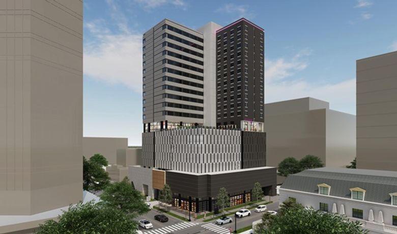 Rendering of a dual-branded AC/Moxy hotel being developed by Peachtree in Uptown Dallas. Rendering of a dual-branded AC/Moxy hotel being developed by Peachtree in Uptown Dallas.