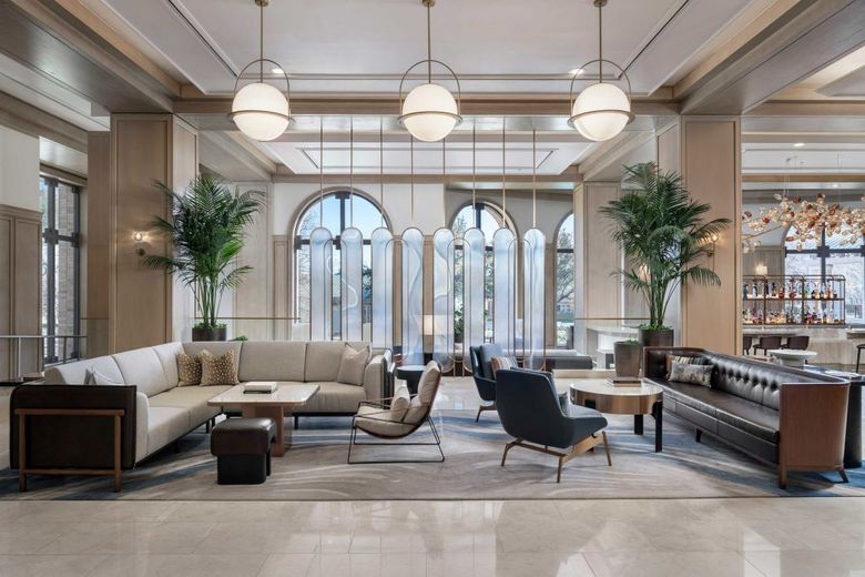 The lobby of the hotel has added a new bar.