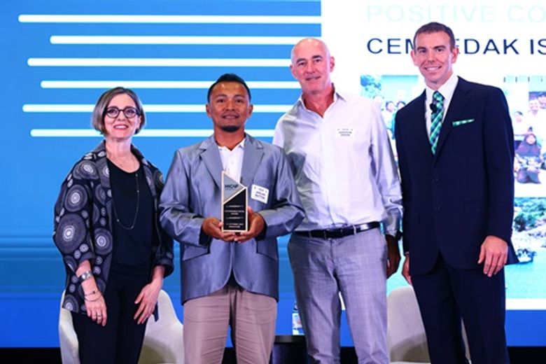 Sustainable Hotel Award - Building, Renovation, Preservation, Adaptive Reuse, Conversion (l. to r.): Judging panel member and presenter, Chiara Calufetti-Lim, WATG; accepting on behalf of The Tamara Kodai in India, Gnanesh Sajjan, Tamara Leisure Experiences; and Jonathon Zink, The BHN Group. Sustainable Hotel Award - Building, Renovation, Preservation, Adaptive Reuse, Conversion (l. to r.): Judging panel member and presenter, Chiara Calufetti-Lim, WATG; accepting on behalf of The Tamara Kodai in India, Gnanesh Sajjan, Tamara Leisure Experiences; and Jonathon Zink, The BHN Group.