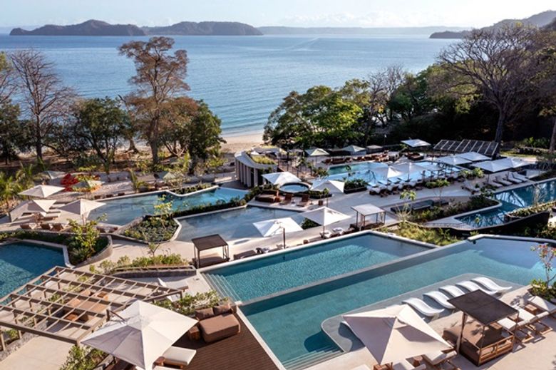 View from the pools out to the beach