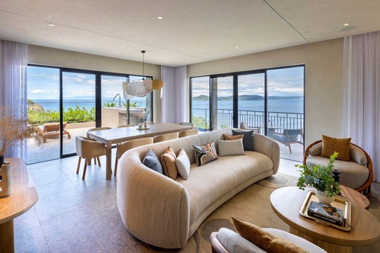 Living room of a one-bedroom suite with plunge pool