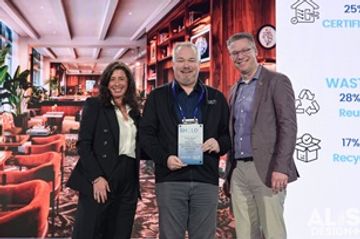 David Tracz, //3877 (center) accepted the Public Space: Luxury award for the Sofitel Philadelphia at Rittenhouse Square from MindClick's JoAnna Abrams (left) and judge Robert Stuckey, AHLA (right). David Tracz, //3877 (center) accepted the Public Space: Luxury award for the Sofitel Philadelphia at Rittenhouse Square from MindClick's JoAnna Abrams (left) and judge Robert Stuckey, AHLA (right).