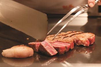 Kobe Beef on a teppanyaki grill