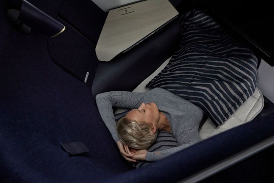 The new business class seat is designed to maximise comfort, space and freedom to move during a long-haul flight.