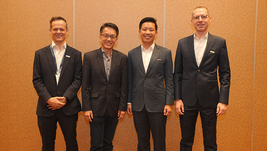 Leading the charge (from left): SACEOS' Richard Ireland; NTUC LearningHub’s Jeremy Ong; Singapore Ministry of Trade and Industry & Ministry of Culture, Community and Youth Minister of State, Alvin Tan; and SACEOS' Mathias Kuepper.
