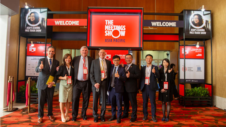 Meeting of MICE minds: (from left) Northstar Travel Group’s David Blansfield, Irene Chua, Bob Sullivan and Jason Young; Singapore Tourism Board’s Yap Chin Siang and Chi Chuan Poh; and Jeju CVB’s Yongpil Kim.