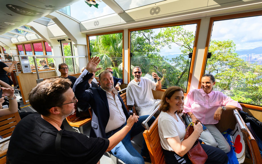 Summit guests including football stars like Rio Ferdinand and Davor Šuker on a tour in Hong Kong.
