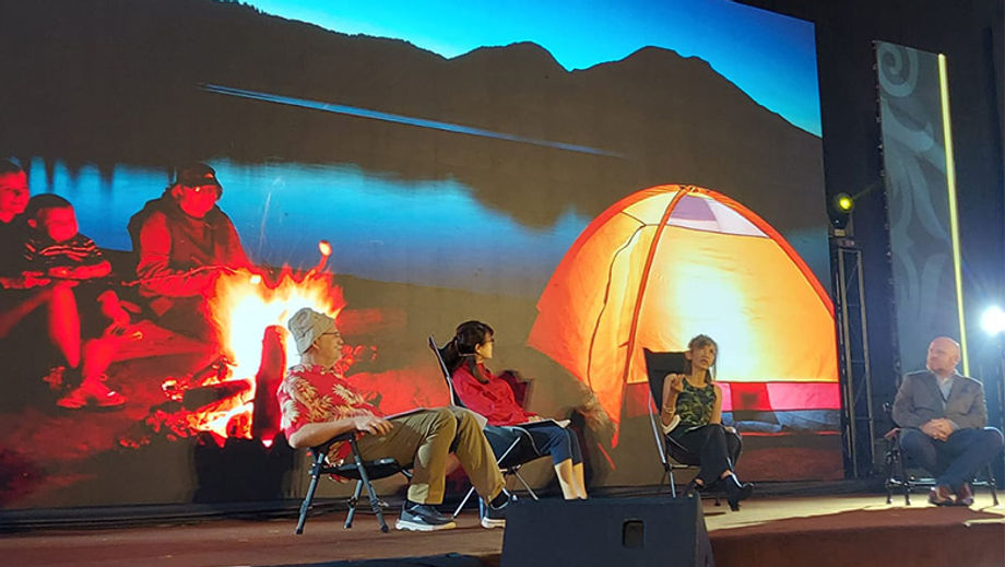 Discussion between panelists during a "campfire" of The Legacy Impact of Business Events at the 3rd Business Events Tribal Meet (TriBE Assembly) Sarawak.