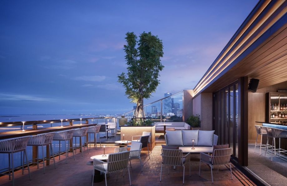 Hôtel KVL’s stylish urban bar, Up. The hotel’s other event spaces include The Atom, a modern co-working space.
