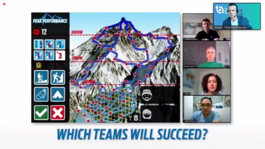 One of Team Building Asia's more popular programmes is scaling Mount Everest and back down, online via iPads provided by the event supplier.