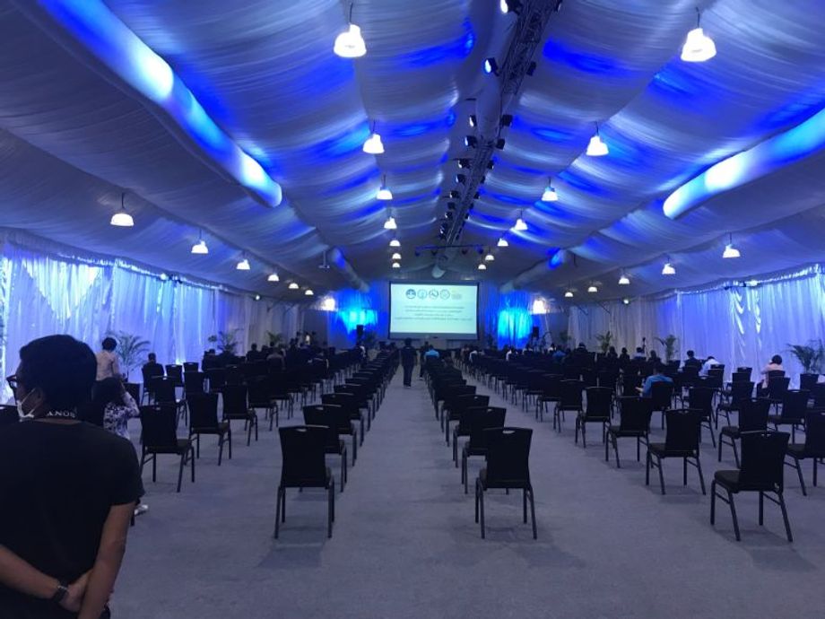 Caption: The 1,500-square-metre Angsana Convention and Exhibition Space at Laguna Phuket is temporarily turned into a vaccination facility.