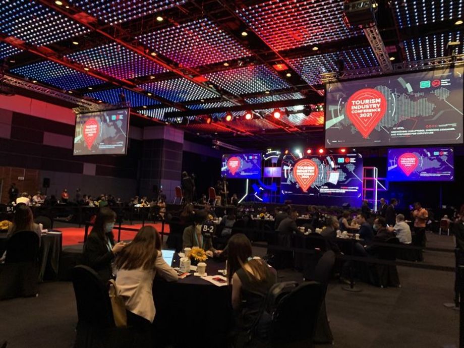 At the hybrid TIC event, physical delegates had to take Antigen Rapid Tests before entry, while virtual delegates watched on the GEVME platform.