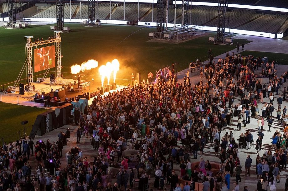 The Marvel Stadium with a seating capacity of 30,000 was the site for AIME 2023 welcome party, and can hold banquets for 9,000 individuals.