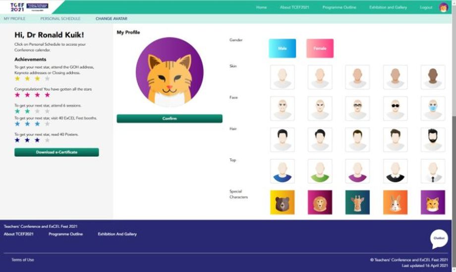 Attendees could personalise profiles with avatars, and even unlock 'rare' feaures based on stars achieved at the event.