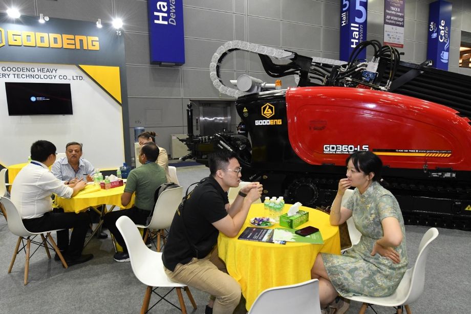 A welcoming sight: bustling activity at the exhibition hall.