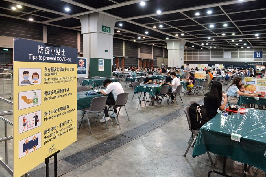 Designated dining areas to facilitate social distancing at HKCEC.